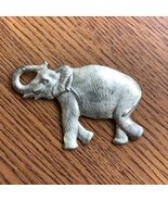 Vtg Silver Tone Thin Metal Elephant Pin Brooch Trunk Up 2.75” Wide - $9.00