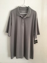 Eddie Bauer Free Dry Polo Shirt Men&#39;s Sz 2XL NWT New Gray Horizontal Striped - £18.91 GBP