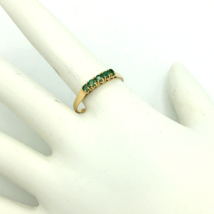 EMERALD 5-stone 14K gold ring - size 7.75 stackable green semi-eternity band - £158.19 GBP