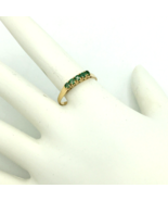 EMERALD 5-stone 14K gold ring - size 7.75 stackable green semi-eternity ... - £158.49 GBP