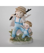 Vintage Lefton China KW1553 Hand Painted Boy with Pig Figurine  #1592 - £13.46 GBP