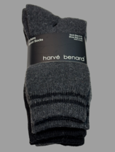 Harvé Benard Boot Crew Socks (3) Women 9-11 Black Gray 85% Cotton 12% Po... - $13.86