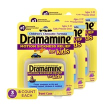 Dramamine Chewable Motion Sickness Relief for Kids, Grape, 8 Count, 3 Pa... - £31.64 GBP