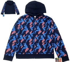 Marvel Captain America Boy Full Zip Navy Graphic Print Hoodie Sweatshirt (4) NWT - £15.56 GBP