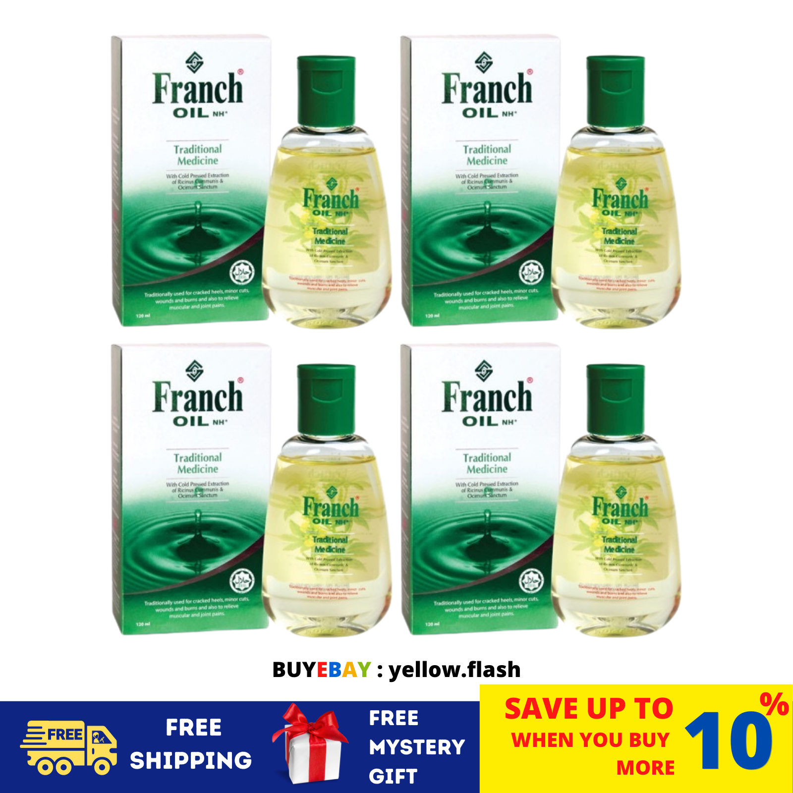 4 X 120ml Franch Oil Bottles Traditional Medicine Burns Wounds Mosquito ... - $54.76