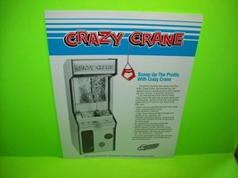 Crazy Crane Arcade Game Flyer Original Nos Redemption Claw Prize Promo Dynamo - £16.12 GBP