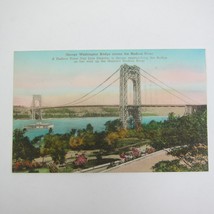 Postcard New York City George Washington Bridge Hudson River Steamer Vintage &#39;39 - £6.38 GBP