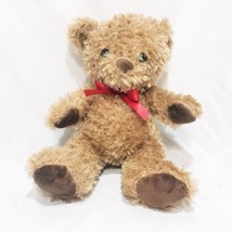 Teddy Bear Brown Stuffed Animal Red Bow 8&quot; Plush Toy Kellytoy 2023 - £11.64 GBP