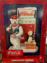 Coca-Cola Pearlescent Figurine 7” Polar Bear/Penguin in front of Coke Ma... - £27.15 GBP