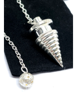 Metal Dowsing Pendulum Professional Cone Ribbed Heavy Sensitive &amp; Velvet... - £10.04 GBP