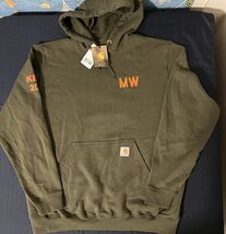 New Carhartt Men Hoodie Green  Original Fit Logo Size Large Customized O... - €16,69 EUR