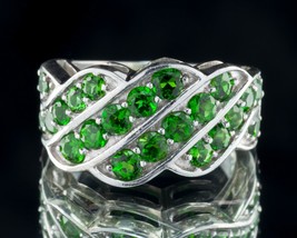 Anello Largo In Argento Sterling Verde Taglia 6 - $48.50