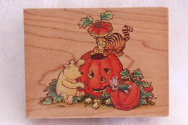 Classic Pooh&#39;s Jack-O-Lantern Halloween Disney Mounted Rubber Stamp 751J - £18.06 GBP