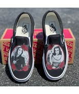 Goth Goddesses Morticia Addams and Lily Munster Custom Slip On Vans - Me... - $169.00