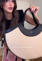ZARA BNWT 2025. LIGHT BEIGE BLACK RAFFIA EFFECT TOTE BAG. 6061/510/111 - $91.60
