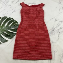 Maggy London Womens Vintage Y2k Sheath Dress Size 6 Red Pink Floral Stripe - $29.69