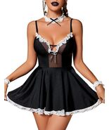 Avidlove Maid Contrast Lace Babydoll Dress Choker Black Size XXL - $150.22 MXN Avidlove Maid Contrast Lace Babydoll Dress Choker Black Size XXL - $150.22 MXN