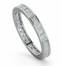 Women&#39;s Princess Cut Simulated Diamond Silver Eternity Anniversary Wedding Band - £68.44 GBP