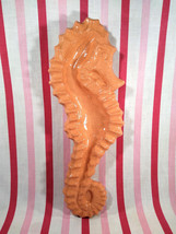 Gorgeous Vintage Figural Seahorse 15-1/2&quot; tall Coral Color Ceramic Dish Ashtray - £30.05 GBP