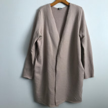 COS Wool Cardigan M Pink Sweater Collarless Open Front Long Sleeve Knit ... - $50.96