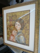 Edna Hibel , Framed Fine Art Print, Large Warm Color Art, Brittany And Child - £197.84 GBP