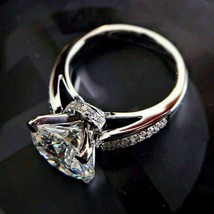 Round 2Ct Lab-Created Moissanite Solitaire Engagement Ring 925 Sterling Silver - £88.64 GBP
