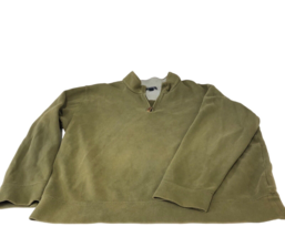 Mens Lands End XXL 100 Percent Cotton Sage Green Pull Over 1/4 Zip Sweat... - $29.69