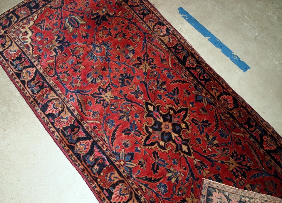 Handmade antique Oriental rug  2.5' x 7.4' (76cm x 225cm) 1900s - 1B803 Item image 2