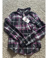 Canda Weather Gear Girl Plaid Flannel purple black Button up long sleeve... - $371.81 MXN