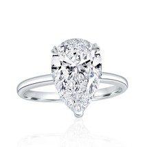 IGI Certified 3.36Ct F-VS1 Pear Lab Grown Diamond Ring 14k White Gold (3.61 TCW) - £4,618.09 GBP