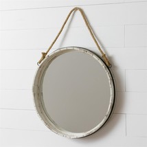 Barrel Wall Mirror with distressed wood frame - £104.61 GBP