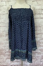 Rue 21 Dress XL Mini Cold Shoulder Smocked Hippie Boho Sadie Robertson Wild Blue - £20.66 GBP