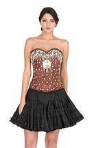 Brown Satin Sequins Gothic Burlesque Halloween Costume Corset Bustier Overbust - £47.27 GBP