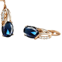 AXG2 Striking 18k Gold Sapphire Blue Earrings - £30.07 GBP