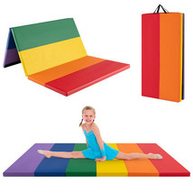 PU Leather Tri-Folding Gymnastics Tumbling Mat with Carrying Handles for Kids -  - $151.99