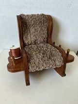 Vintage Sewing Wood Rocking Chair Pin Cushion Thread Spool , Needles - £17.55 GBP