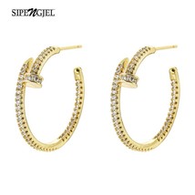 SIPENGJEL Fashion Geometric Nail Stud Earrings Punk Creative Simple Big Circle R - $11.24