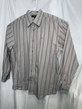Sean John Button Up 100% Cotton Shirt XXXL Stripe Crisp Quality Fabric Gray EUC - £22.15 GBP