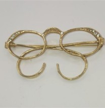 Goldtone Eyeglasses Brooch, Rhinestones - $20.00