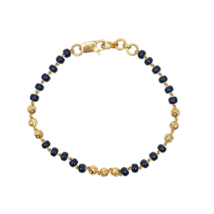 22ct Yellow Gold Baby Bracelet Black &amp; Triple Gold Beads (Maniya/Manka/Nazariya) - $446.38