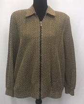 Alfred Dunner Size 8 Metallic Gold &amp; Black Zip Up Blazer Dress Jacket  - $20.24