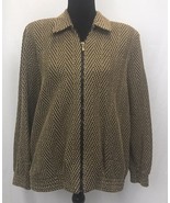 Alfred Dunner Size 8 Metallic Gold &amp; Black Zip Up Blazer Dress Jacket  - $28.46 CAD
