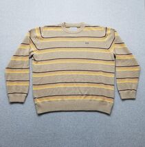 Hollister Sweater Mens XL Tan Pullover Striped Crew Neck Casual - $427.82 MXN