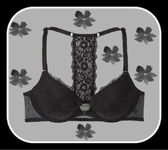 36B BLACK Posey Lace Front Close ExtremeLift Victorias Secret Plunge PU UW Bra - £31.96 GBP