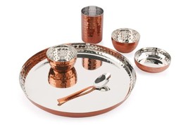 copper Dinner Set for 1 - hammered - £63.99 GBP