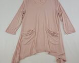 LOGO Lori Goldstein A202259 Tunic Top XS Pink Champagne V Neck 3/4 Sleev... - $27.99