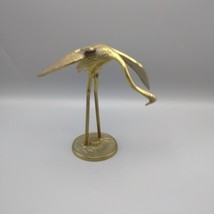 Vintage Brass Crane Egret Heron Bird Figurine 7&quot; MCM  - $18.00 CAD
