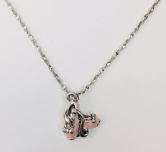 Pink Enamel Ballet Slippers Pendant Charm On Chain Necklace Dancer Theme NOS - £9.59 GBP