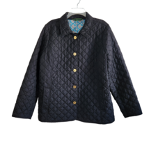 C Wonder Black Quilted Barn Coat Size XL Lightweight Gold Button Front Pockets - £26.58 GBP