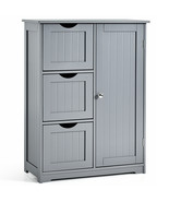 Bathroom Floor Cabinet Side Storage Cabinet with 3 Drawers and 1 Cupboar... - £113.23 GBP
